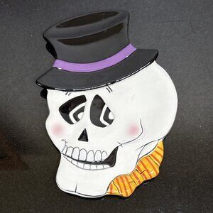 Fitz & Floyd Essentials Bones Skeleton Plate Halloween Ceramic Skull Entertainer